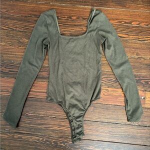 Olive Green Ribbed body suit Altard state